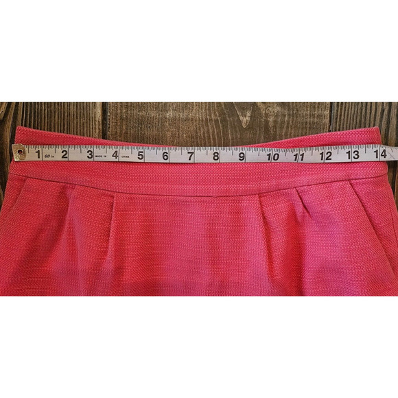 Banana Republic Womens Pencil Skirt 2 Hot Pink Cotton Pleated Back Slit Classic - Picture 8 of 9